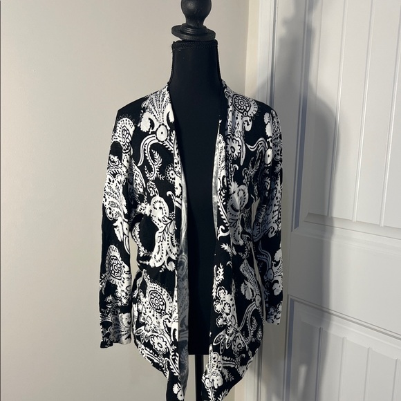 Cache Sweaters - Cache Monochrome Paisley Knit Cardigan